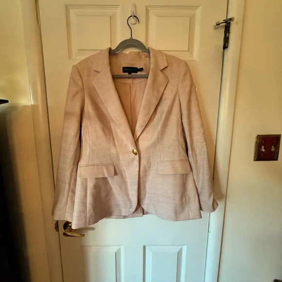 Donna Karan Pink & Cream Blazer with Peplum Detail - Picture 1 of 8